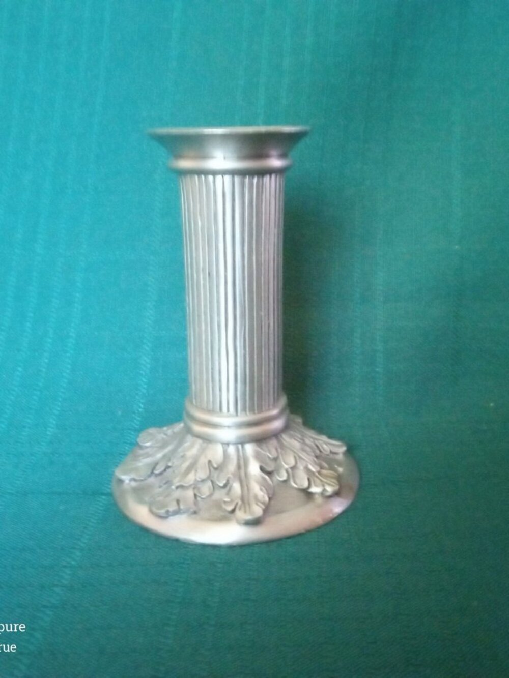 Seagull Pewter Fluted Column Candlestick – Acanthus Leaf Base Taper Candleholder